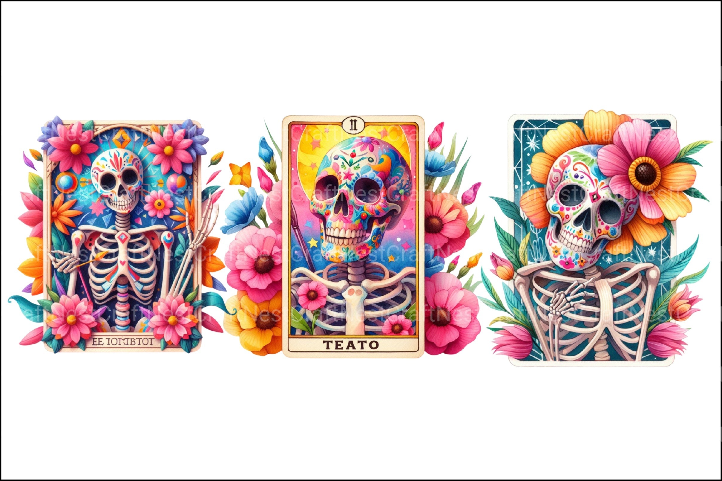 Funny Skeleton Tarot Card Clipart Bundle 8 - CraftNest - Digital Crafting and Art