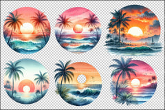 Tropical Sunset Circle Clipart Bundle - CraftNest - Digital Crafting and Art