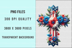 4th of July Floral Cross Clipart Bundle - CraftNest - Digital Crafting and Art
