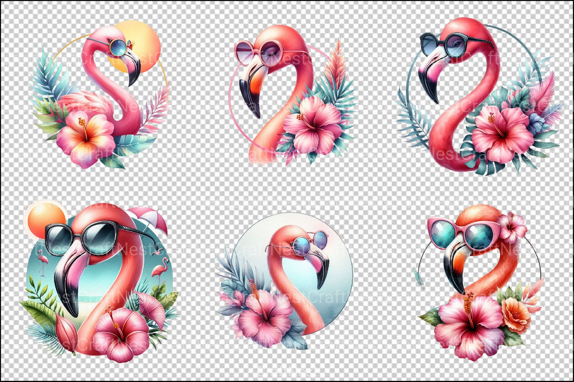 Flamingo Sunglasses Clipart Bundle - CraftNest - Digital Crafting and Art