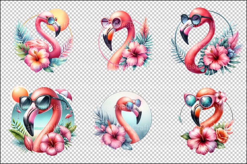 Flamingo Sunglasses Clipart Bundle - CraftNest - Digital Crafting and Art