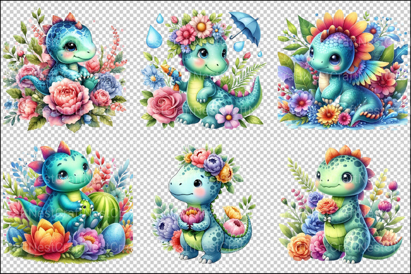 Cute Baby Dinosaur Clipart Bundle - CraftNest - Digital Crafting and Art