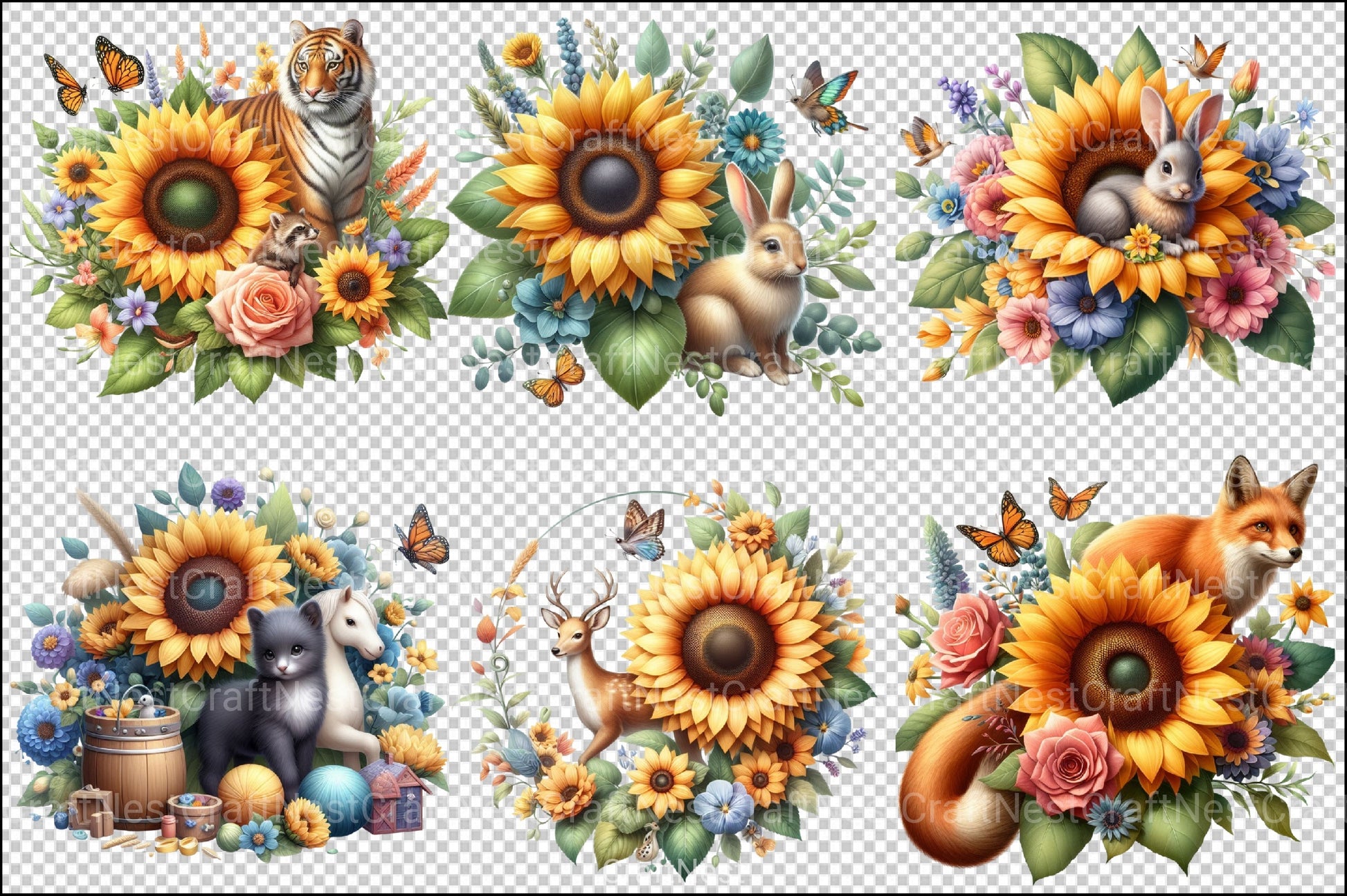 Sunflower Clipart Bundle Set - CraftNest - Digital Crafting and Art