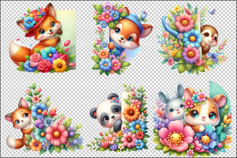 Cute Peeking Animal Clipart Bundle - CraftNest - Digital Crafting and Art