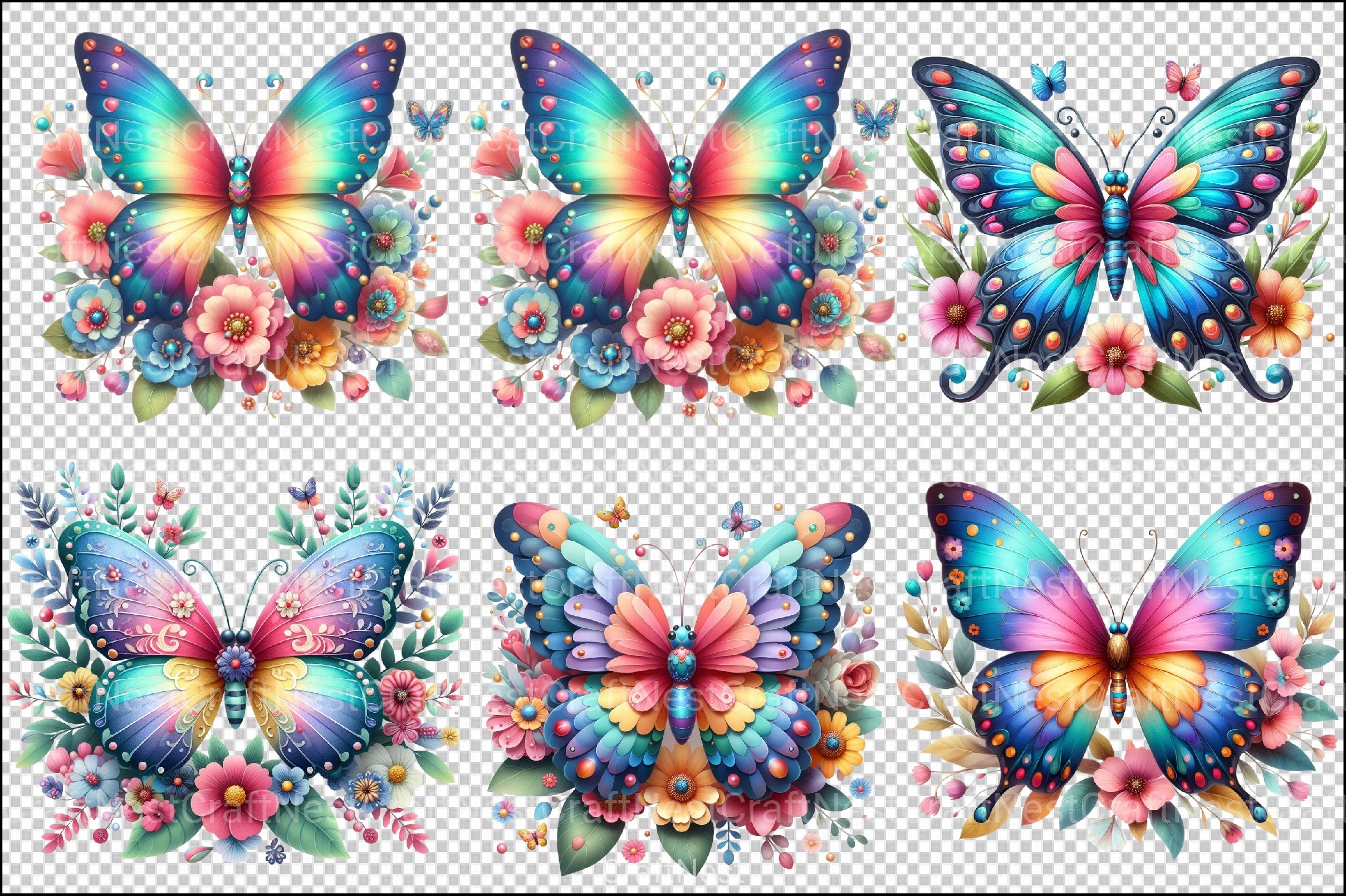 Cute Butterflies Clipart Bundle 1 - CraftNest - Digital Crafting and Art