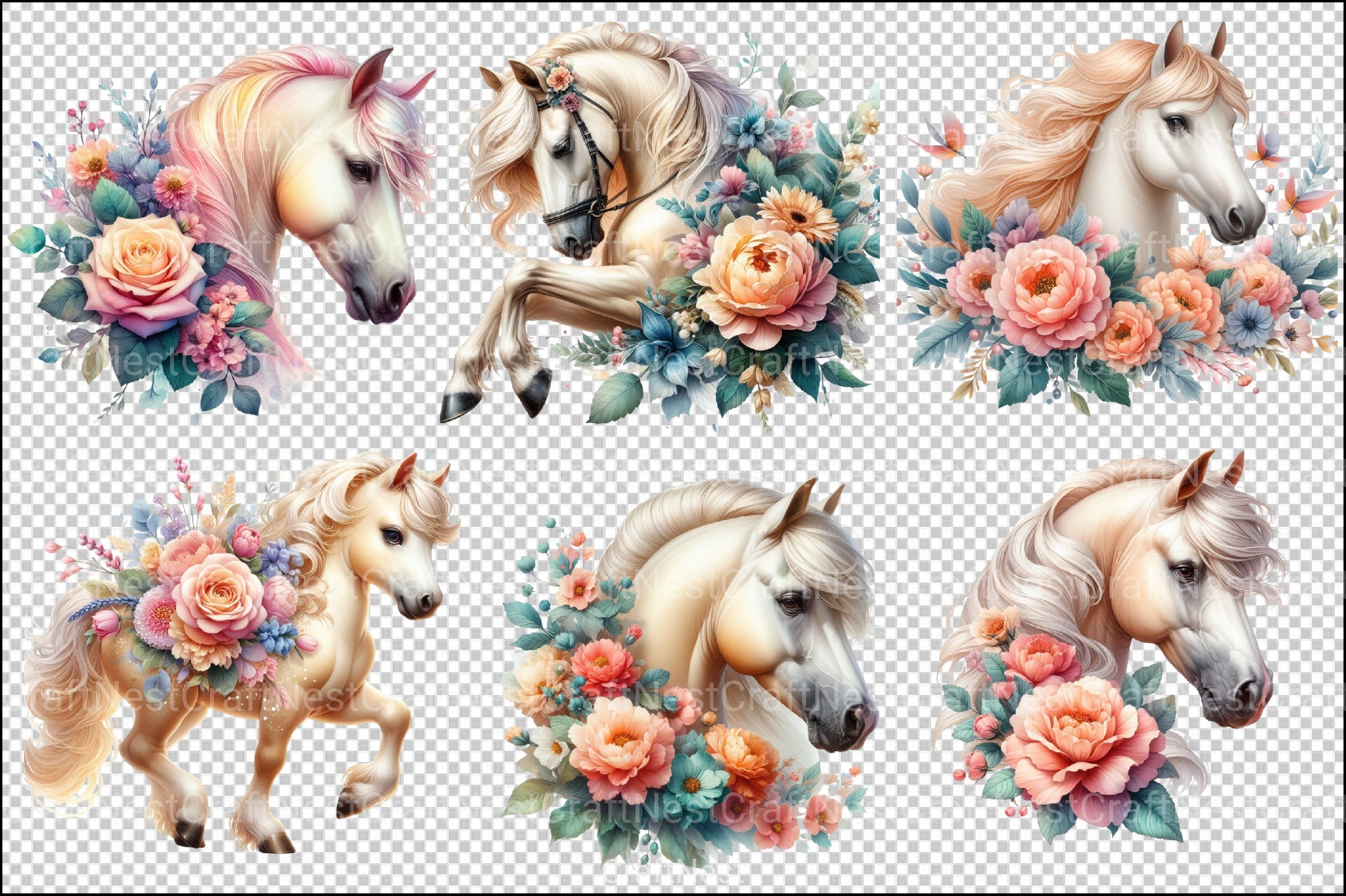Pretty Palomino Horse Clipart Bundle - CraftNest - Digital Crafting and Art