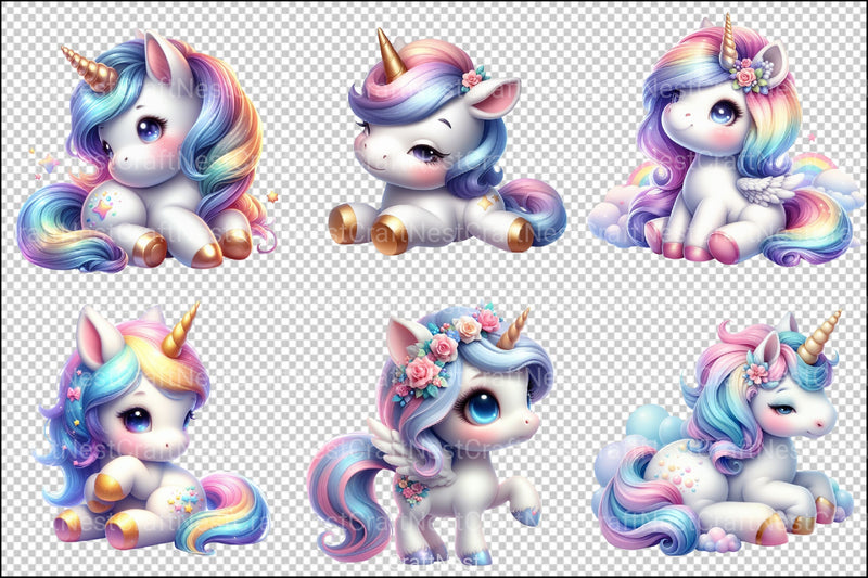 Cute Baby Magic Unicorn Clipart Bundle - CraftNest - Digital Crafting and Art