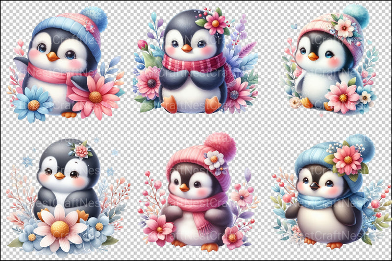 Cute Baby Penguins Clipart Bundle - CraftNest - Digital Crafting and Art