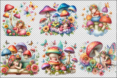 Dreaming Mushroom Fairy Clipart Bundle - CraftNest - Digital Crafting and Art