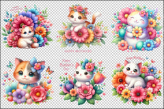 Mother's Day Floral Cats Clipart Bundle - CraftNest - Digital Crafting and Art
