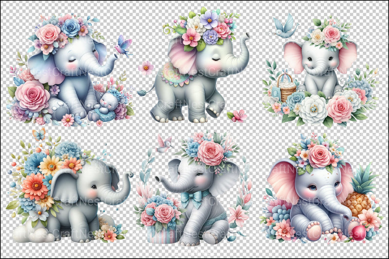 Elephant Baby Shower Clipart Bundle - CraftNest - Digital Crafting and Art