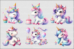 Unicorn Birthday Clipart Bundle 99 - CraftNest - Digital Crafting and Art