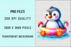 Funny Penguin Pool Party Clipart Bundle - CraftNest - Digital Crafting and Art