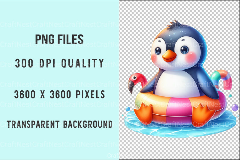 Funny Penguin Pool Party Clipart Bundle - CraftNest - Digital Crafting and Art