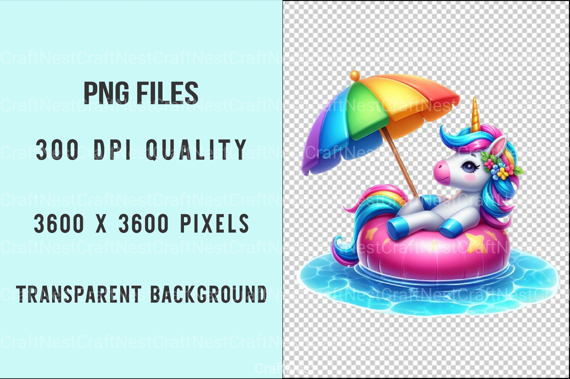 Funny Unicorn Pool Party Clipart Bundle - CraftNest - Digital Crafting and Art