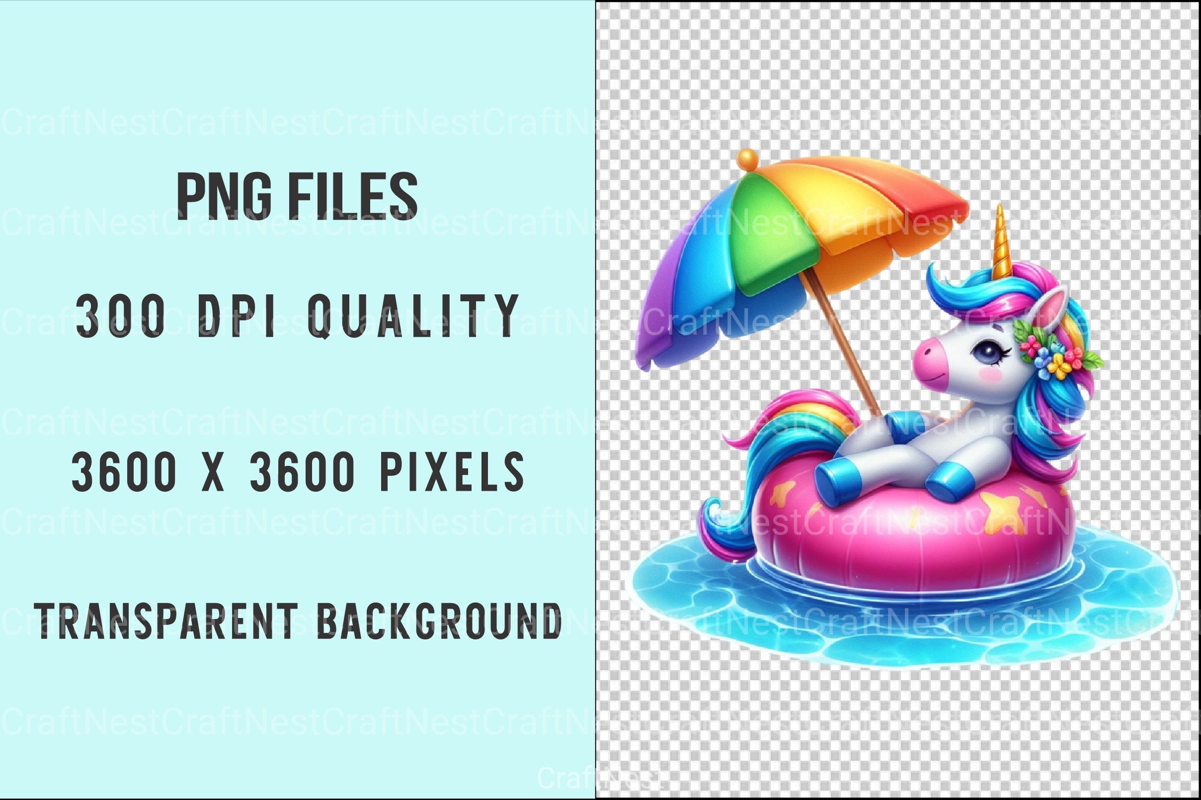 Funny Unicorn Pool Party Clipart Bundle - CraftNest - Digital Crafting and Art