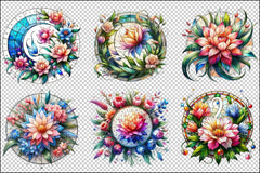 Stained Glass Birth Month Flowers Clipart Bundle - CraftNest - Digital Crafting and Art