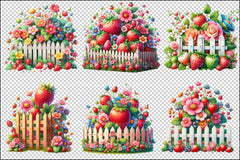 Strawberry Fence Clipart Bundle 2 - CraftNest - Digital Crafting and Art
