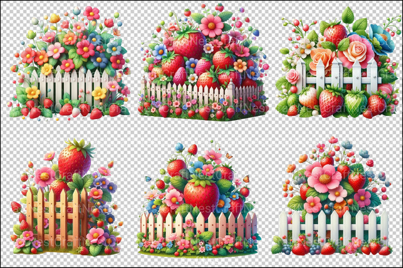 Strawberry Fence Clipart Bundle 2 - CraftNest - Digital Crafting and Art
