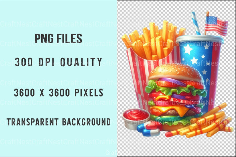 4th of July Fast Food Clipart Bundle 6 - CraftNest - Digital Crafting and Art