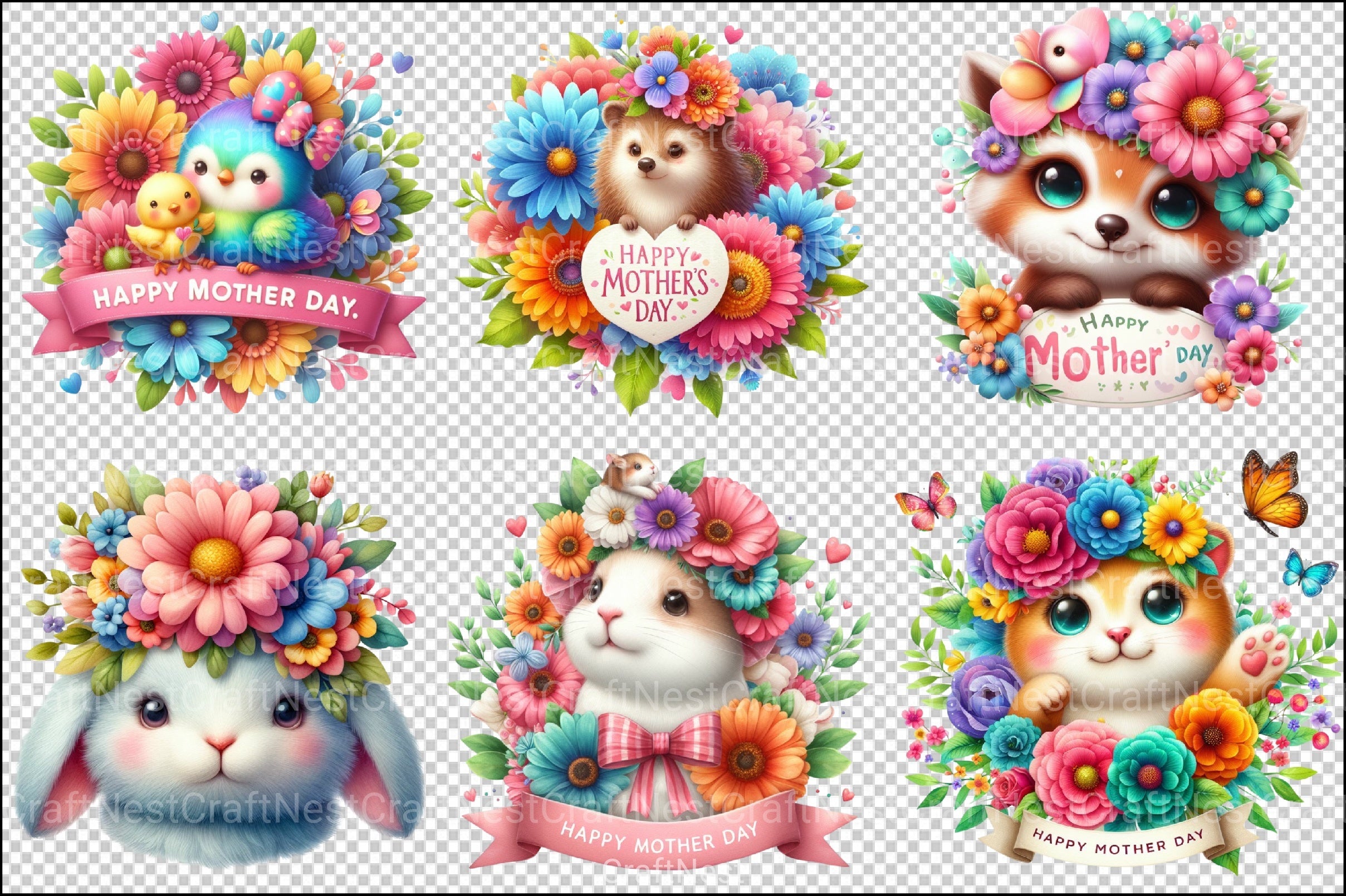 Happy Mother's Day Animal Clipart Bundle - CraftNest - Digital Crafting and Art