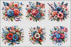 4th of July Flower Bouquet Clipart Bundle - CraftNest - Digital Crafting and Art