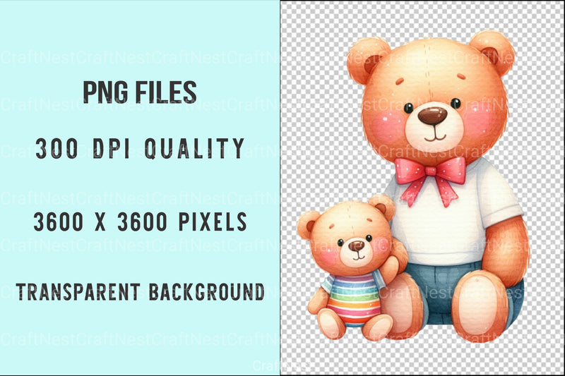 Father and Son Teddy Bear Clipart Bundle 99 - CraftNest - Digital Crafting and Art