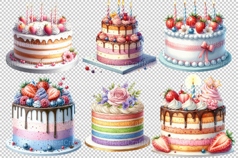 Birthday Cake Clipart Bundle 2 - CraftNest - Digital Crafting and Art