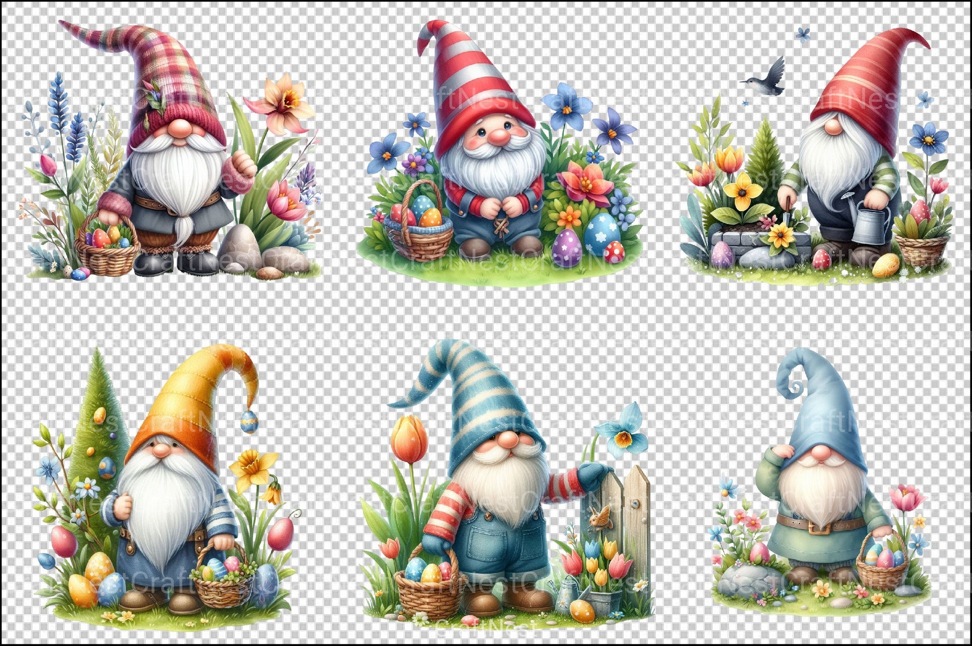 Easter Gnome Clipart Bundle 1 - CraftNest - Digital Crafting and Art