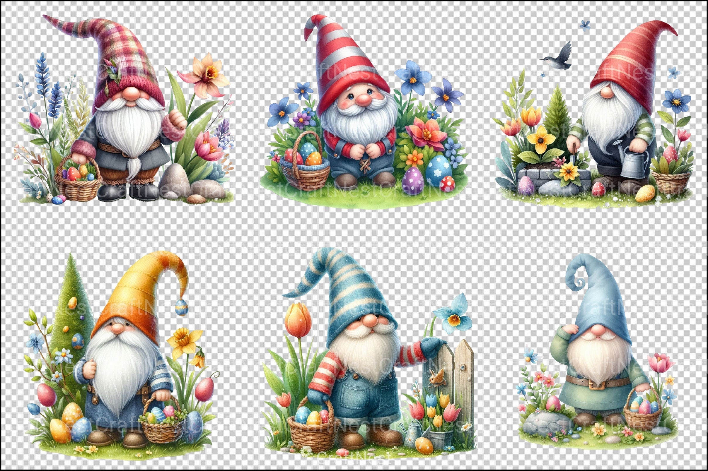 Easter Gnome Clipart Bundle 1 - CraftNest - Digital Crafting and Art