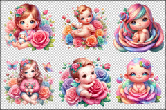 Cute Baby in Rose Clipart Bundle - CraftNest - Digital Crafting and Art