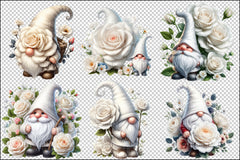 White Rose Gnome Clipart Bundle - CraftNest - Digital Crafting and Art