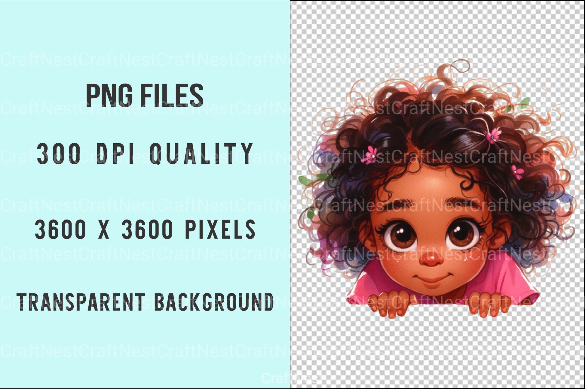 Peeking African American Little Girl Clipart Bundle 9 - CraftNest - Digital Crafting and Art
