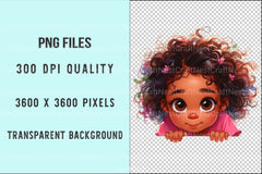 Peeking African American Little Girl Clipart Bundle 9 - CraftNest - Digital Crafting and Art