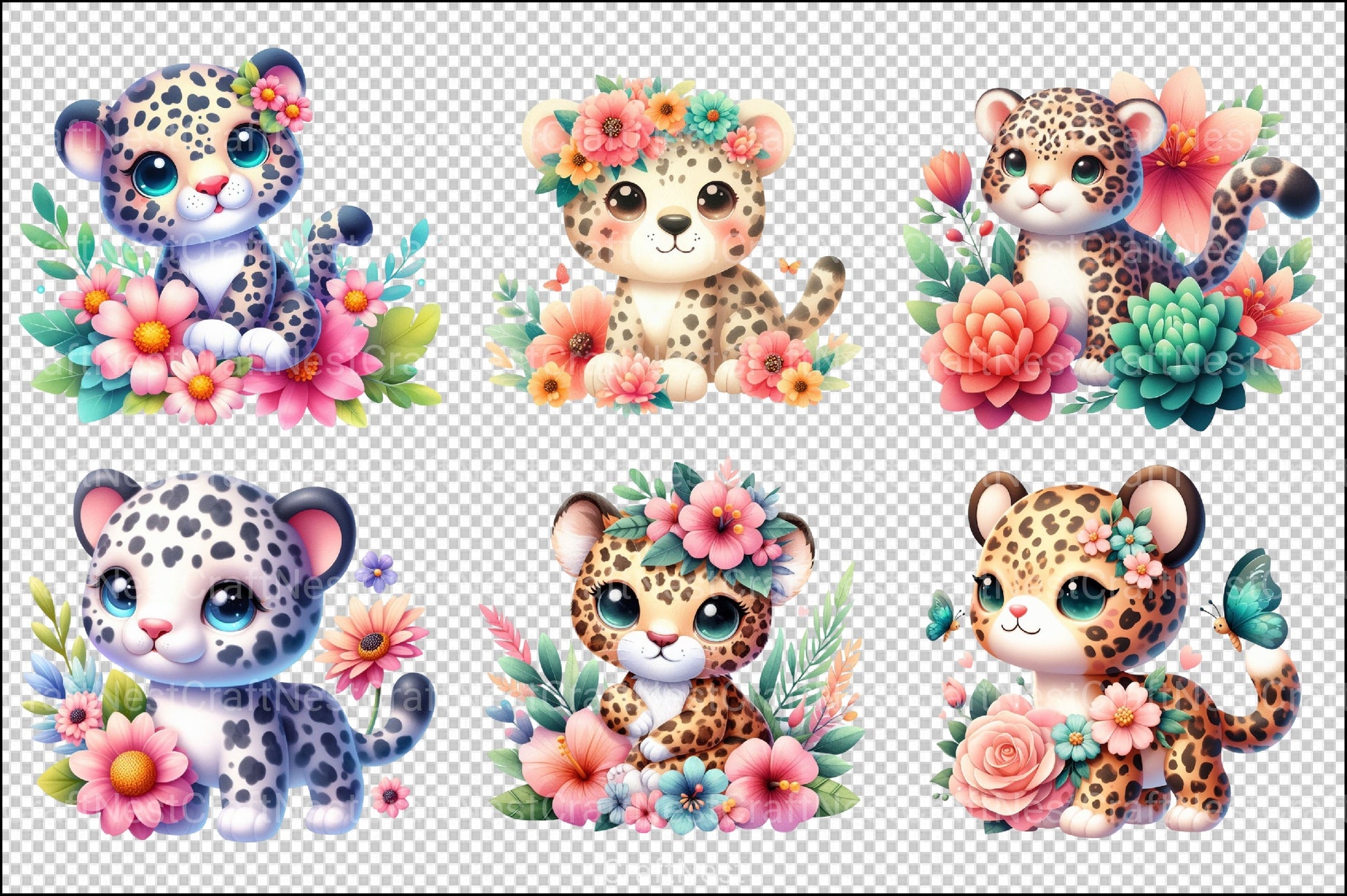 Kawaii Safari Leopard Clipart Bundle - CraftNest - Digital Crafting and Art