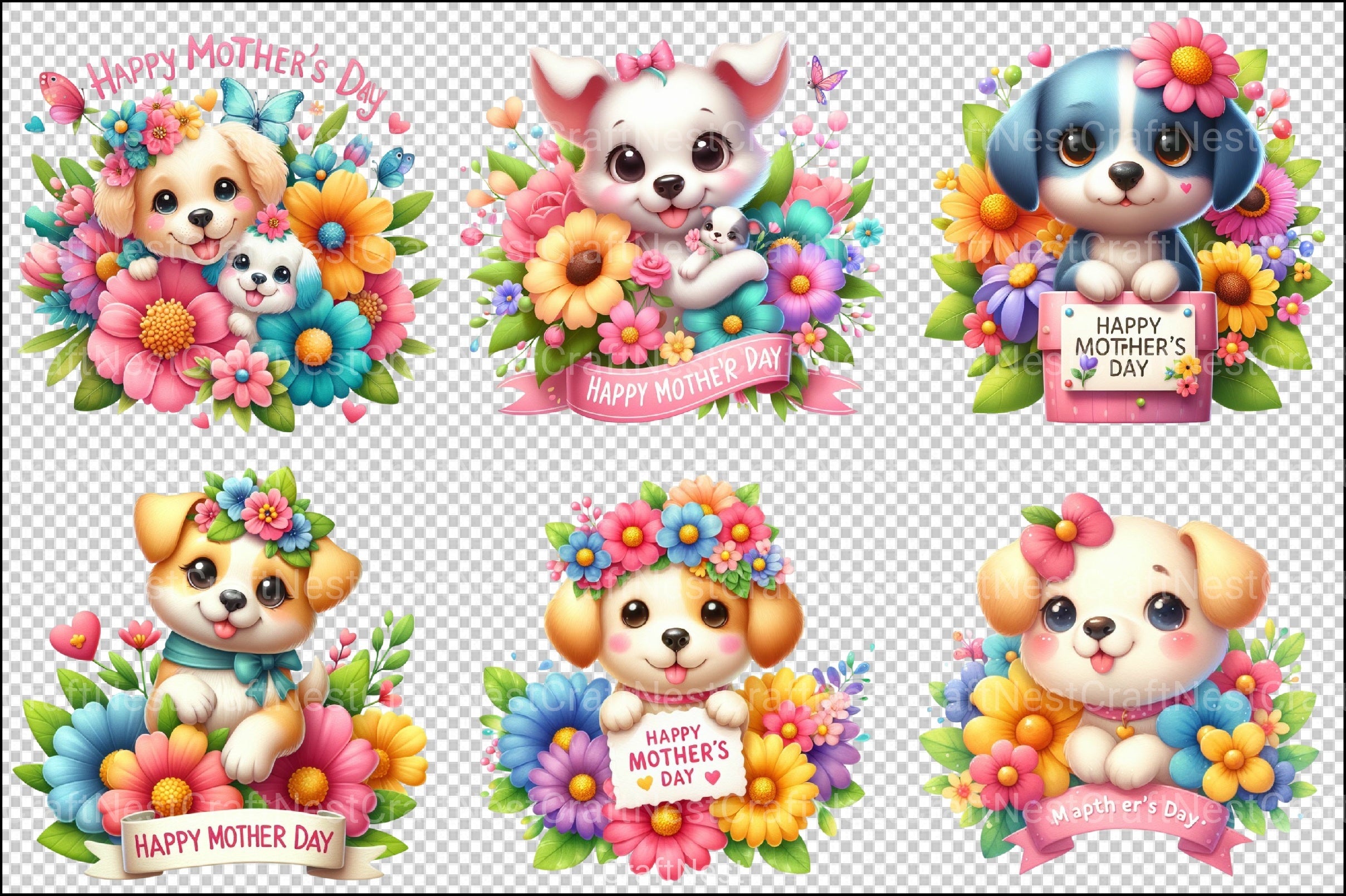 Happy Mother's Day Dog Clipart Bundle - CraftNest - Digital Crafting and Art