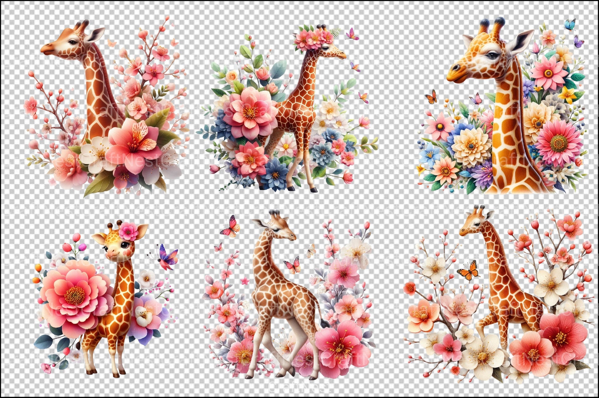 Cute Giraffe Clipart Bundle 11 - CraftNest - Digital Crafting and Art