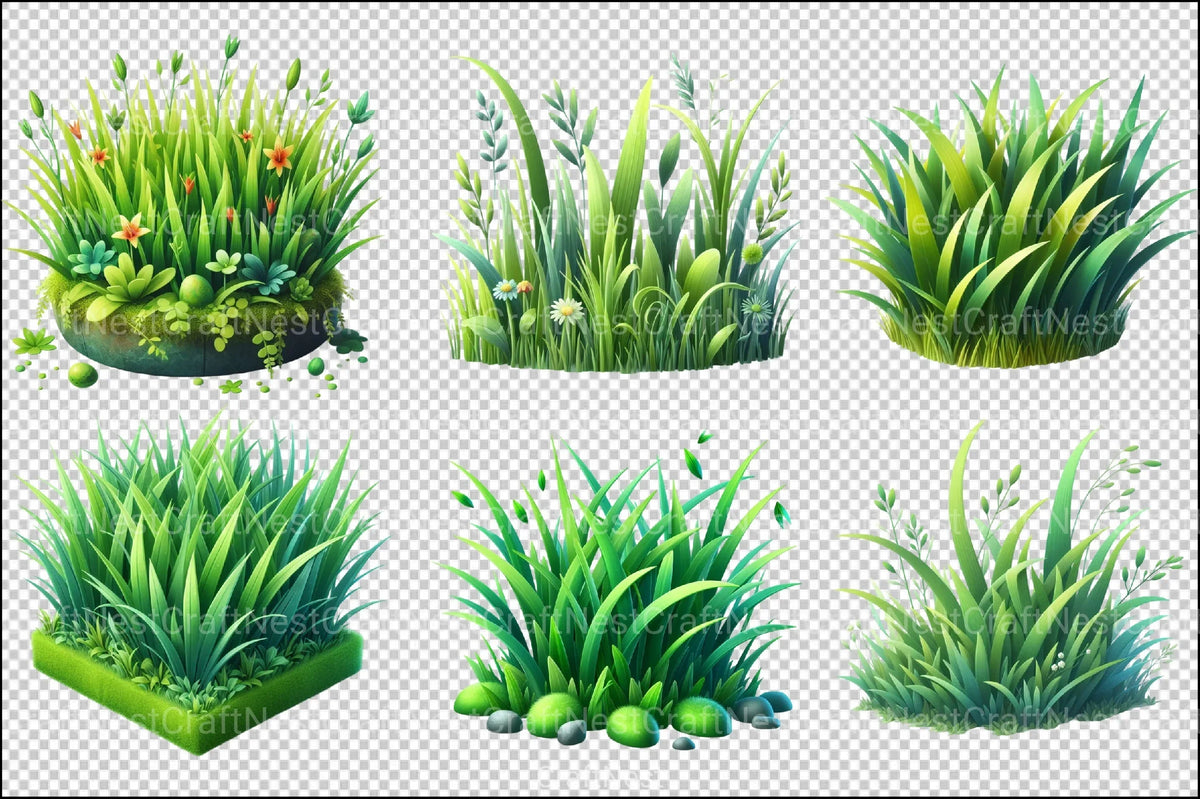 Cartoon Spring Grass Spring Grass Clipart Bundle