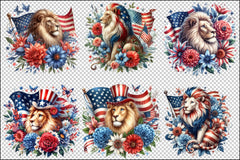 4th of July Patriotic Lion Clipart Bundle - CraftNest - Digital Crafting and Art