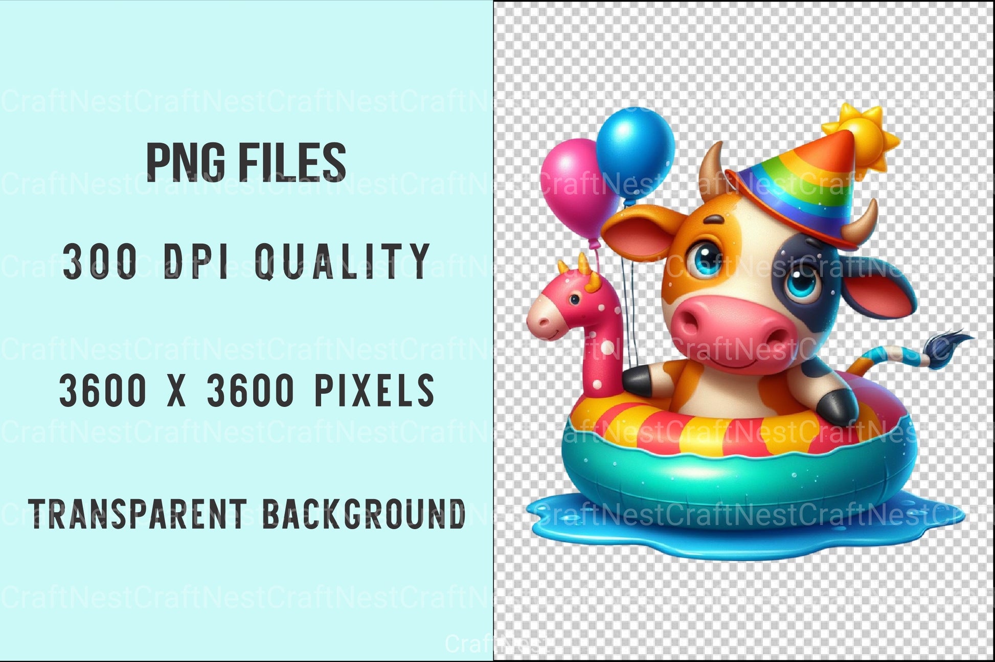 Funny Cow Pool Party Clipart Bundle - CraftNest - Digital Crafting and Art