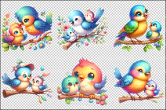 Funny Mom and Baby Bird Clipart Bundle - CraftNest - Digital Crafting and Art