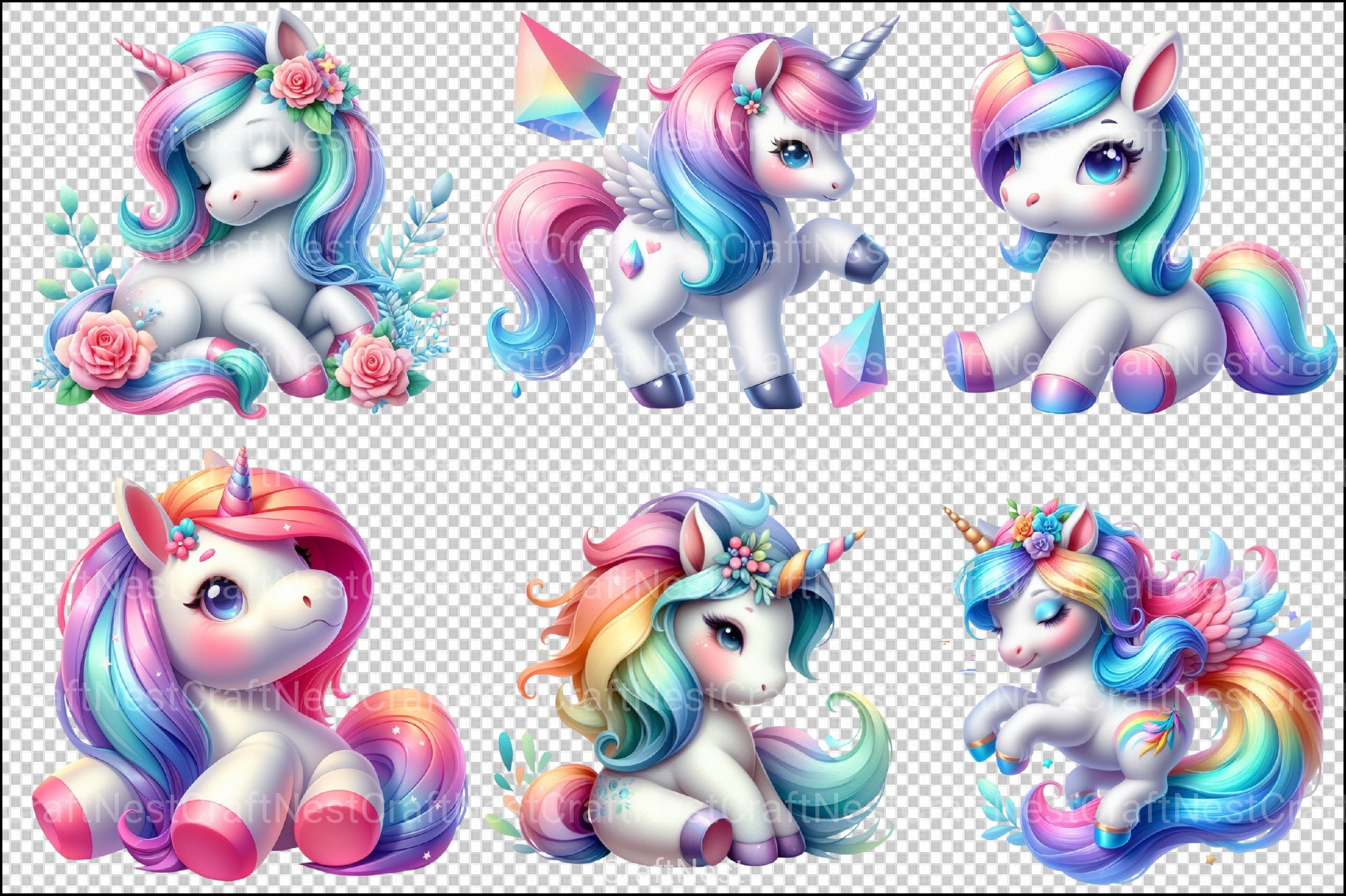 Cute Unicorns Clipart Bundle 88 - CraftNest - Digital Crafting and Art