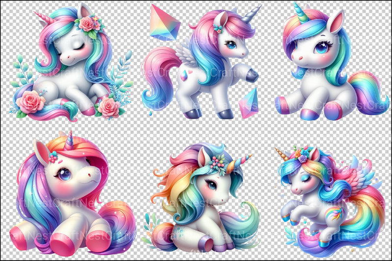 Cute Unicorns Clipart Bundle 88 - CraftNest - Digital Crafting and Art