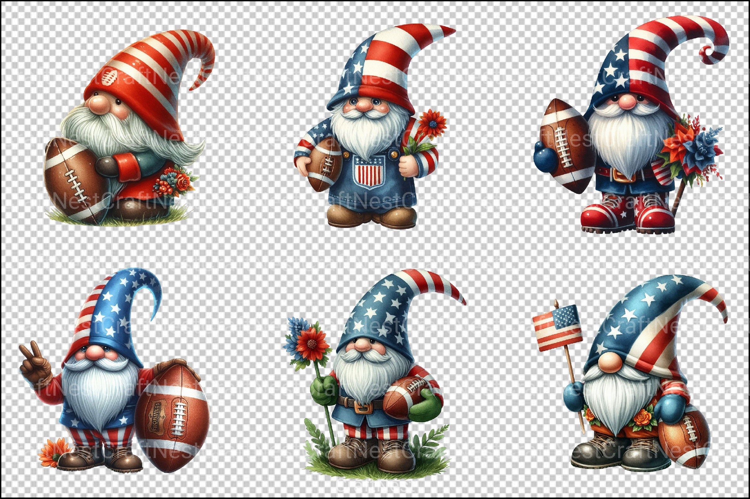 American Football Gnome Clipart Bundle - CraftNest - Digital Crafting and Art