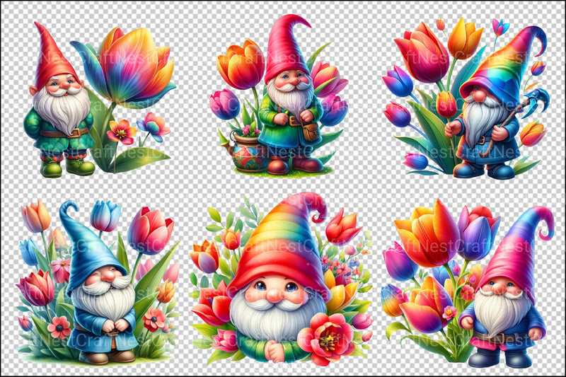 Tulip Gnome Clipart Bundle - CraftNest - Digital Crafting and Art