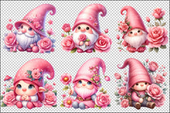 Cute Gnome Rose Clipart Bundle 99 - CraftNest - Digital Crafting and Art