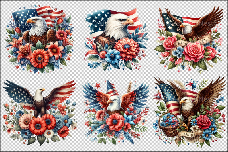 4th of July Patriotic Eagle Clipart Bundle - CraftNest - Digital Crafting and Art