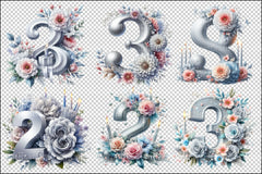 Silver Birthday Numbers Clipart Bundle - CraftNest - Digital Crafting and Art
