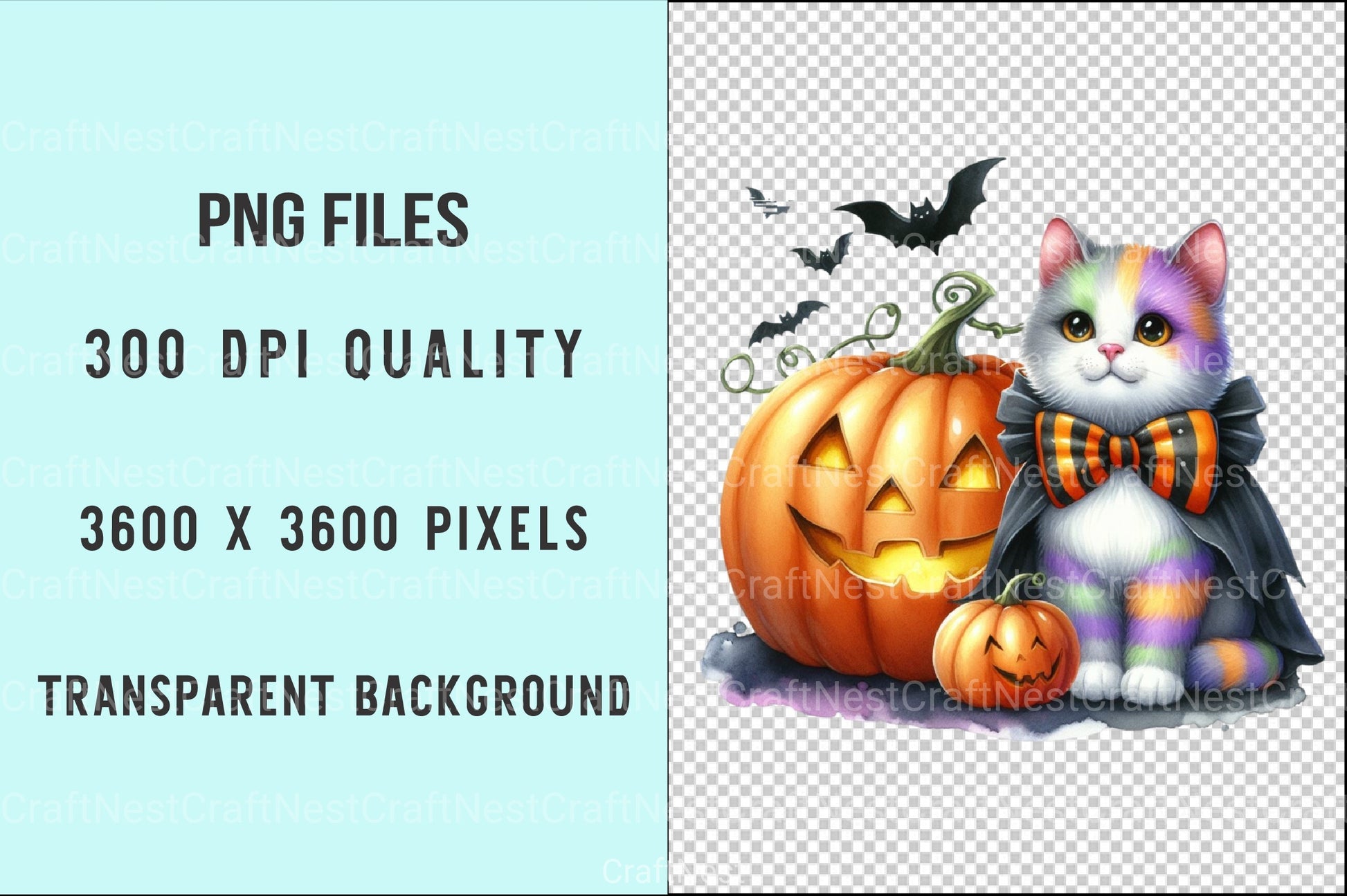Halloween Black Cat & Pumpkin Clipart Bundle 99 - CraftNest - Digital Crafting and Art