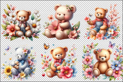Teddy Bears Spring Clipart Bundle 157 - CraftNest - Digital Crafting and Art